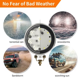 amgoxcom 2 Pcs 4 Inch Off Road Light Bar 16W 12/24 Volt LED Driving Light with Metal Frame, Round LED Pods Lights for Trucks, ATV, UTV, Boats, Golf Cart, Trailer, Tractor