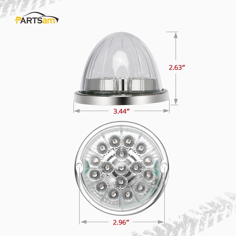 Partsam 2PCS Dual Revolution 17 Led Watermelon Lights, Red Stop