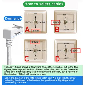 JUXINICE - Cable Ethernet Cat6 de 90 grados, color blanco, ángulo recto, CAT 6, cable de red Gigabit RJ45, adaptador de 90 grados (ángulo descendente, 10 pies)