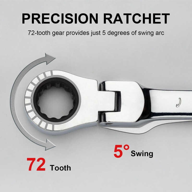 Jetech 27mm Flex-Head Ratcheting Combination Wrench, Premium Industrial Grade Spanner
