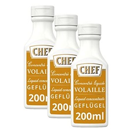 CHEF Liquid Concentrate Poultry, Taste Boost for Savoury Meat Dishes, 100% Natural Flavour, Pack of 3 (3 x 200 ml)