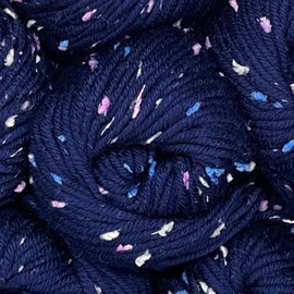 KnitPal Tweed Twinkles Acrylic Yarn with Flecks, 79% Acrylic and 21% Polyester - Tweed Yarn for Crocheting - 3 DK Weight Acrylic Blend Yarn for Knitting - 8 skeins, 696Yds/400g - Midnight Blue