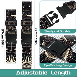 Slohif Luggage Straps for Suitcases Travel Belt Accessories Luggage Connector Identifiers 2 Pack Over Handle with Buckle Unique Nylon Adjustable Strap for Sleeping Bag Car Seat Moon