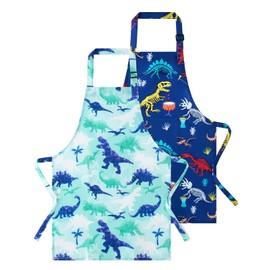 WERNNSAI Children's Apron – Pack of 2 Children's Aprons Painting Apron Children for Boys Girls, Dinosaurs