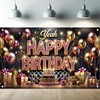 Starlit Patio Gold Pink Birthday Backdrop Banner 71" x 43"