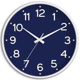 Roymnie Wall Clock, Silent Wall Clocks Battery Operated 8 Inch-Modern Non Ticking Analog Clock Decorative for Kitchen Office Bathroom Bedroom(Navy Blue)