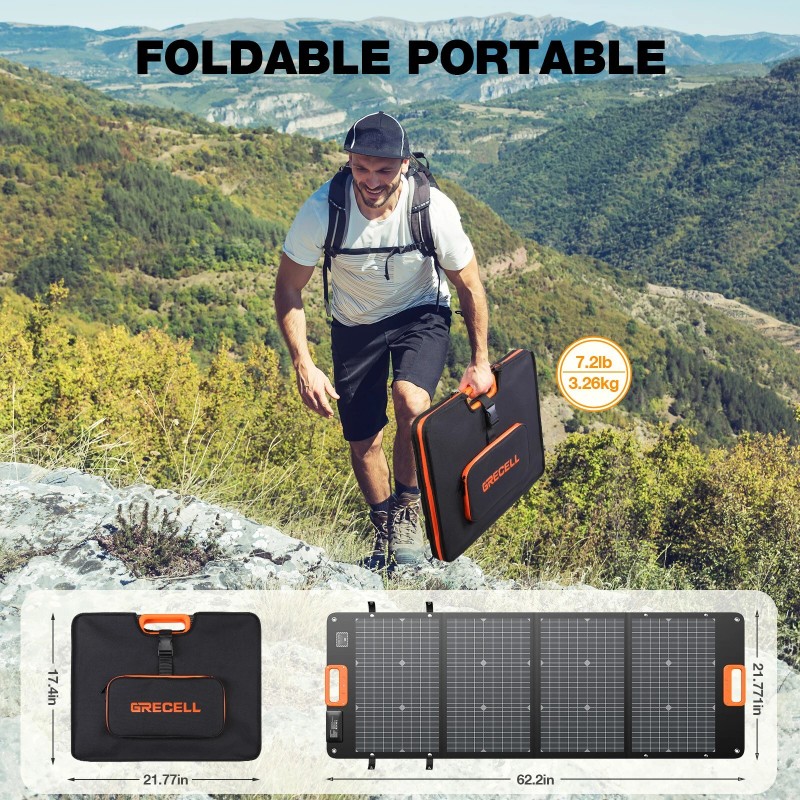 GRECELL Peak 600W Power Station Portable Solar Generator/ 120W Foldable
