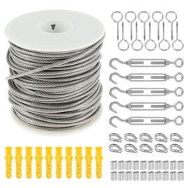 Wire Rope Kit 30M Stainless Steel Wire Rope 304 Heavy Duty Cable Railing Kit Picture Suspension Kits for Gardens Fences Kitchens Railings Decks Crafts (30M, 98FT)