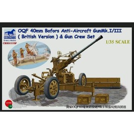 Bronco Models CB35111SP - Model Building kit: OQF Bofors Anti-Aircraft Mark Mark I/III British Army and Gun Crew Set, 40 mm