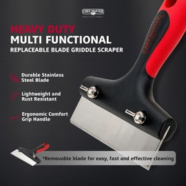 Mr. Bar-B-Q Griddle Scraper Tool with Replaceable Blade, Stainless Steel Griddle Cleaner, Ergonomic, Perfect for Professional and Residential Kitchen Grill Scraper