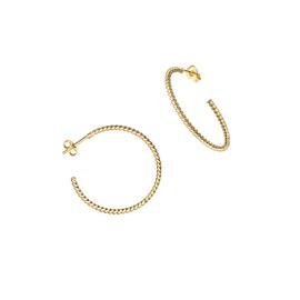 One Pair of Hoop Earrings 925 Silver Gold-Plated in Slim Design Multiple Intertwined and Twisted Hoop Earrings for Women with Case and Certificate, Gold-plated silver, diameter 30 mm