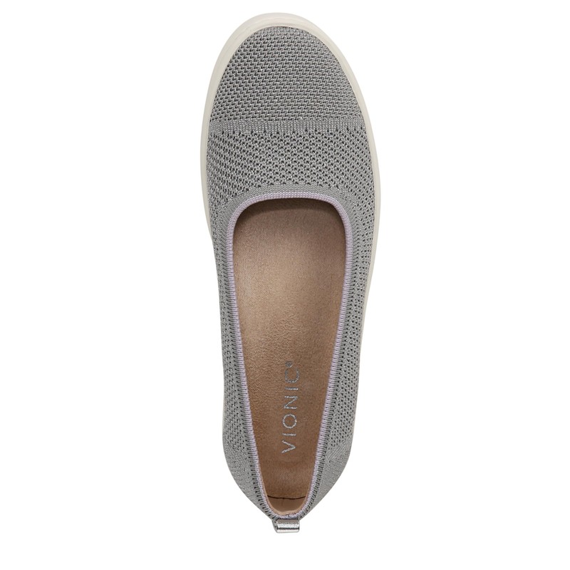 Vionic Womens Uptown Skimmer Knit Ballet Flat Light Grey 8.5