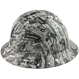 Hydrographic Full Brim Hard Hats with 6 Point Suspension - Social Media Logos Design