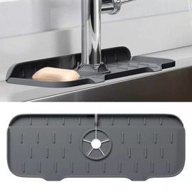 Silicone Kitchen Faucet Handle Splash Catcher Tray, Faucet Water Catcher Mat, Drip Protector Gaurd, Countertop Kitchen Faucet Splash Guard, Sink Draining Pad For Faucet, Countertop Quartz, Granite