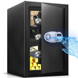 TOTOY 3.5 Cu Ft Fireproof Waterproof Safe Box for Home Use-Steel Electronic Digital Safety Box Personal Security Lock Box with Sensor Light, Emergency External Battery Box for Money Jewelry Documents