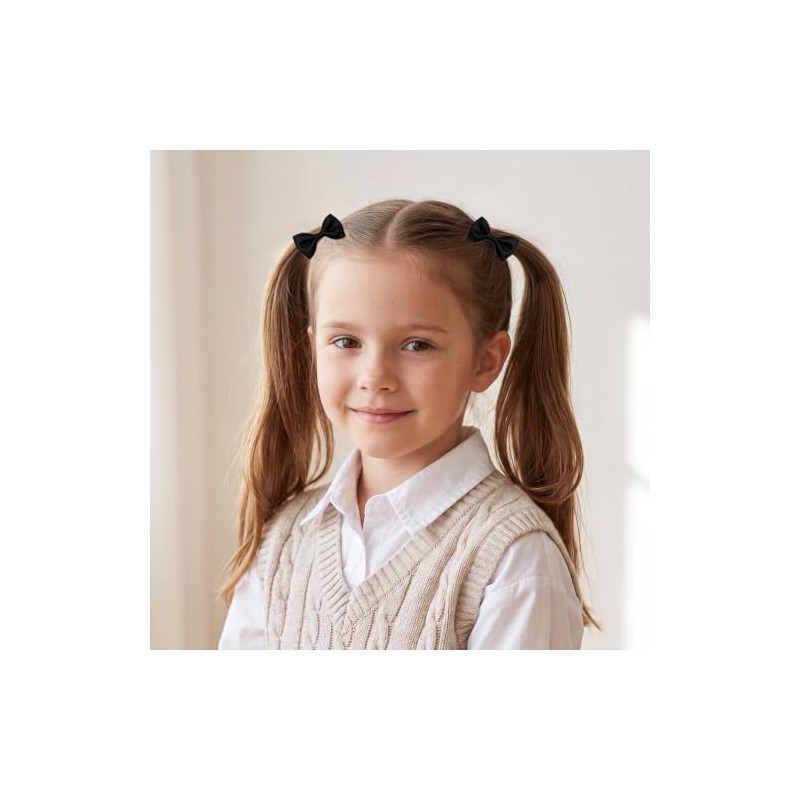 10 Pcs Black Hair Bow, Girls School Hair Accessories, Elastic