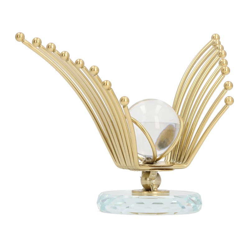 Flying Eagle Statue Modern Abstract Metal Eagle Crystal Ball Figurine
