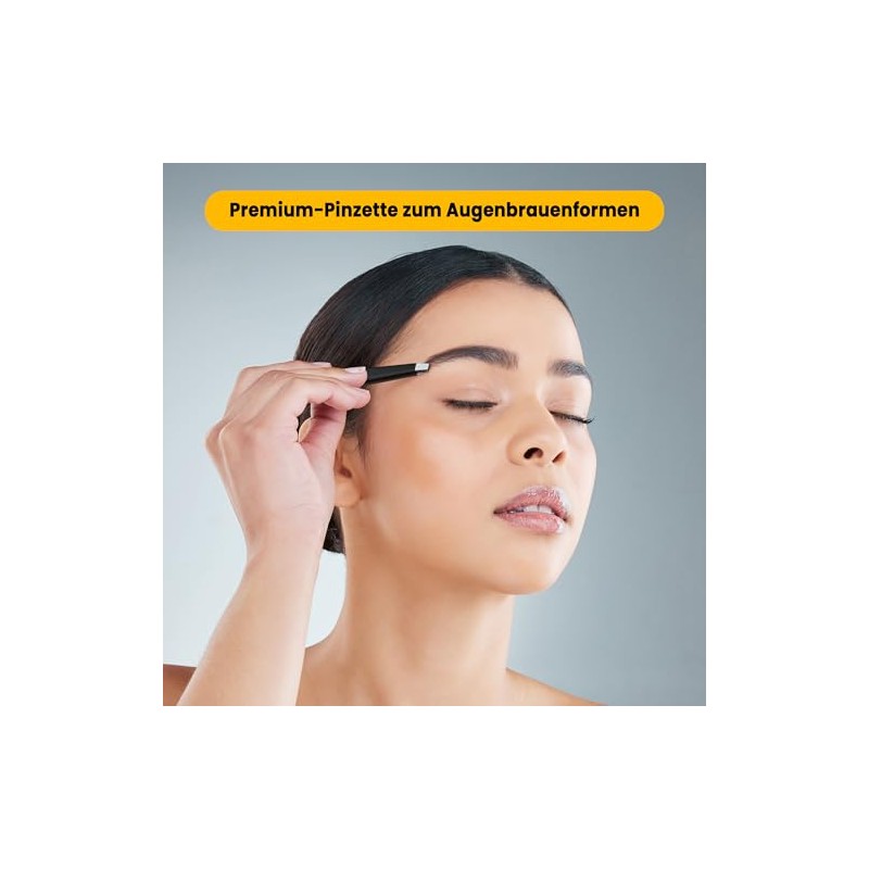 Black Tweezers - Precise Eyebrow & Splinter Removal - Stainless