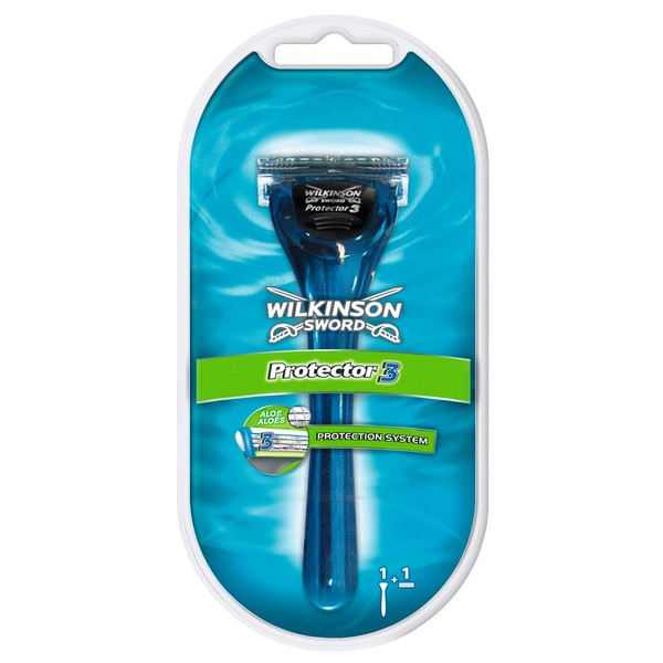 WILKINSON SWORD - Protector 3 for Men | Smooth Shave | Razor Handle + 1 Blade Refill
