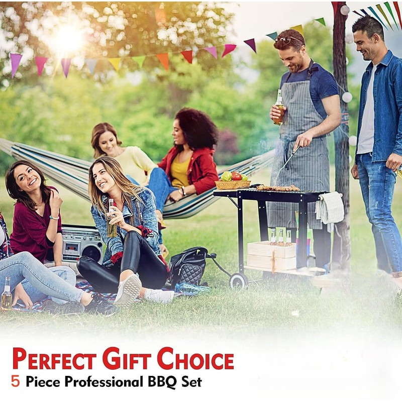 Multifunctional BBQ Grill Tool Set/Barbecue, 5 Pieces with Carry Bag,