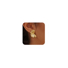 SELSHE Statement Earrings for Women,Big Chunky Flower Earrings Dainty 14k Gold Plated Dangle Earrings Hypoallergenic Chunky Gold Earrings for Women Trendy Gold Flower Jewelry