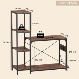 VOWNER 20-29 Gallon Fish Tank Stand with Power Outlet, Wood Aquarium Stand with Shelves for Fish Tank Accessories Storage, Heavy Duty Metal Frame, Turtle Reptile Terrarium Stand, Load 500lb, Brown
