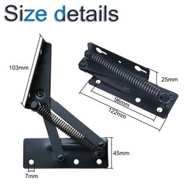 INCREWAY Folding Spring Hinges，1 Pair Black Sturdy Spring Hinges 80 Degree Lifting Bracket Folding Cabinet Door Hinge for Sofa Drawer Bed