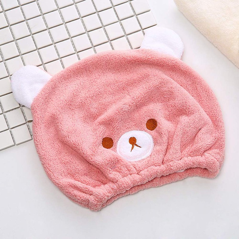 Children's Hair Drying Towel, Towel Cap, Bear Pattern, Hair Cap,