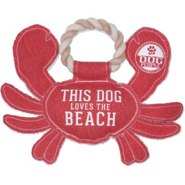 Pavilion Gift Company 11 Inch Large Canvas Tug of War Crab Shaped Rope Toy-Sturdy & Durable This Dog Loves The Beach, Red, Dogs, Large Breeds