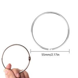 CYIOU Pack of 10 Books Rings Binder 55 mm Metal Loose Leaf Book Rings 2.2 Inch Round Binding Rings Loose Leaf Connector Rings for Scrapbook Key Rings (Silver)