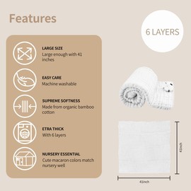 Stangent 100% Bamboo Cotton Soft 6-Ply Baby Towel White