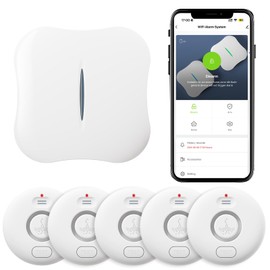 WiFi Water Leak Detectors 5 Pack, 120dB Adjustable Loud Water Leak Sensor, Wireless Wi-Fi Water Leak & Drip Alarm, App Alerts, 5 Water Alarm Sensors & 1 Hub for Home Kitchen, Bathroom, Sink, Laundry