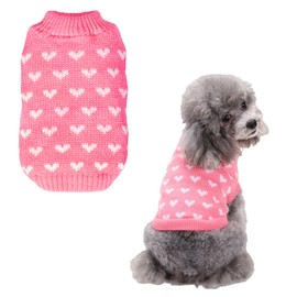 Persoshow Valentine's Day Sweater for Dog,Pink Soft Valentine's Day Dog Sweater Warm Cat Heart Love Pattern Knitted Sweater for Puppy Kitten Pets (Pink, XL)