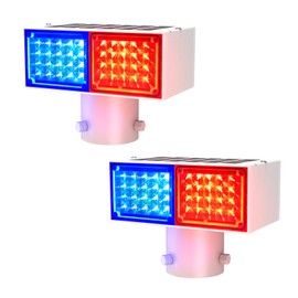 Aolyty Solar Strobe Light, Bright Red & Blue Light Flashing IP65 Waterproof Solar Warning Light Double-Sided Caution Lights 2 Modes 80 LEDs for Construction Site, Dock, Crossroad, Driveway (2)