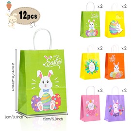 Mizijia Easter Bags for Filling, Pack of 12 Easter Gift Bags, Candy Bags, Gift Bags Rabbits Easter Bag, Gift Bags for Children for Easter (Easter Gift Bag 12)