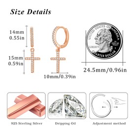 Cuoka Angel Wings/Feather/Cross Hoop Earrings 925 Sterling Silver Unisex Wings Hanging Dangle Earrings,Huggie Hinged Earrings,Hypoallergenic Small Punk Hoop Jewelry Gift For Women Men