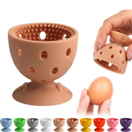 Egg Brush Cleaner, Egg Cleaner Scrubber for Fresh Eggs, Cute Chick Shaped Silicone Egg Washer, Reusable Multipurpose Washing Egg Tool for Fruits and Vegetables(Brown)