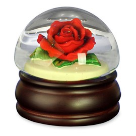 The San Francisco Music Box Company Red Rose Mushroom Water Globe