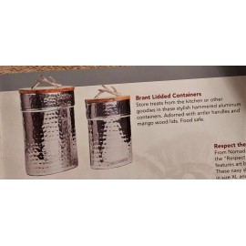 National 2019 NWTF Brant Lidded Containers Set of 2 Silver w/ wood lid and antler handle