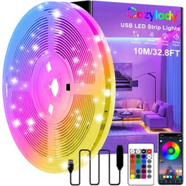 Cozylady 5M USB LED Light Strip, Smart Bluetooth RGB Light with APP Control, Timer Setting, Music Mode, for Decoration, Bedroom, PC, Cabinet