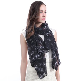 Lina & Lily Bicycle Print Women's Large Scarf Lightweight (Black)