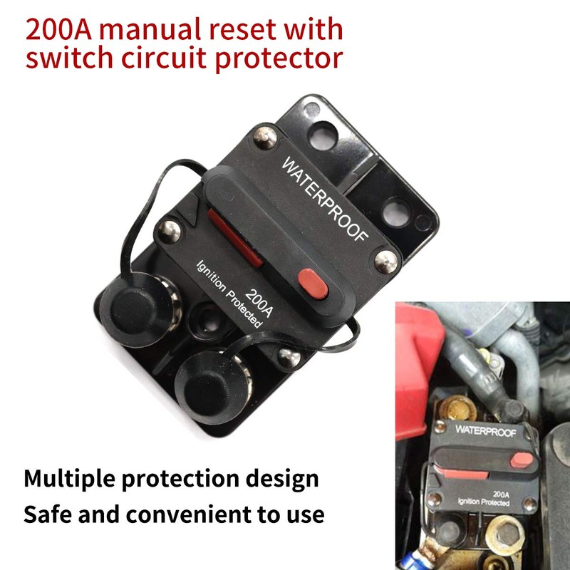 ZOOKOTO 12-48V DC 200A Surface Mount Circuit Breaker with Manual