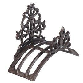 MyGift Wall Mounted Garden Hose Holder, Decorative Vintage French Floral Scrollwork hose Reel Hanger, Dark Coffee Cast Iron Water Hose Storage Rack