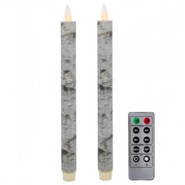 CozierGlow Flameless Taper Candles Flickering with Remote and Timer, 3D Moving Flame Taper Candle Battery Operated to 400 Hours, 9 Inch Window Candles, (Birch Bark)