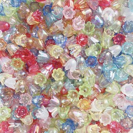 400 Pieces Clear Acrylic Bellflower Beads Lily of the Valley Jewelry Beads Spacer Beads Mixed Flower Shaped Beads Spacers with Center Hole for Beading Projects