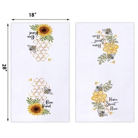 Watercolor Bee Kind Kitchen Dish Towel 18 x 28 Inch Set of 2, Spring Summer Home Sweet Home Tea Towels Dish Cloth for Cooking Baking