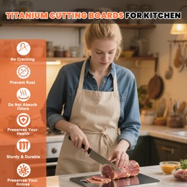 Titanium Cutting Board, 100% Pure Titanium Cutting Board for Kitchen, Double Sided Food-Grade Titanware Cutting Board Chopping Board for Cutting Meat Vegetable Fruit, Dishwasher Safe (18"L x 12"W)