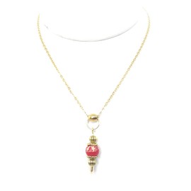 Vintage style gold plated stainless steel women's choker necklace with red imperial jasper pendant