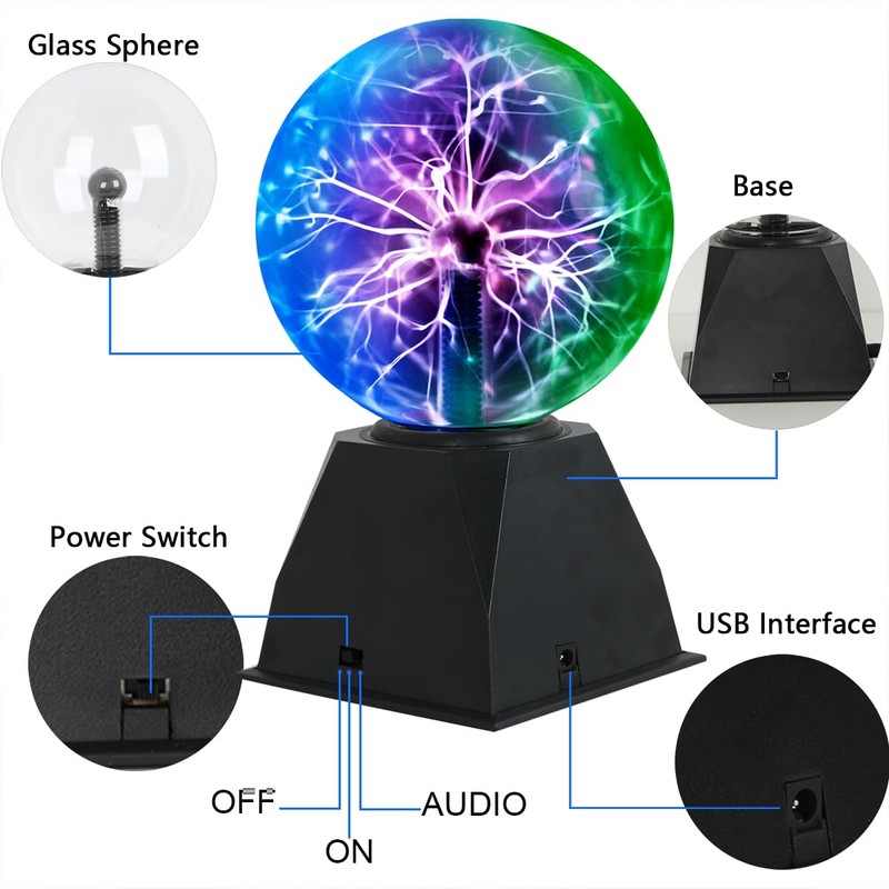 Plasma Ball 15 cm Magic Sphere Ball Light Touch and