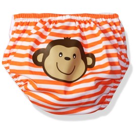 KIKO & MAX Boys' Absorbant Reusable Swim Diaper, Monkey (Orange), L